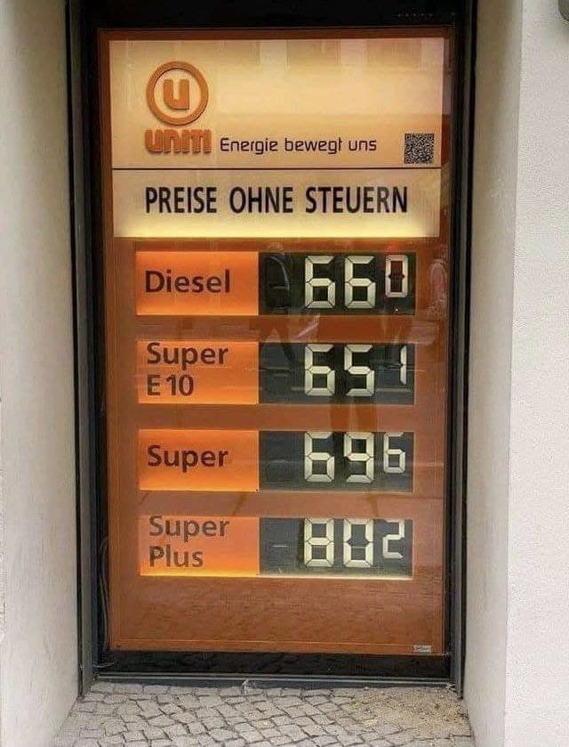 Benzinpreise ohne Steuern ;-)