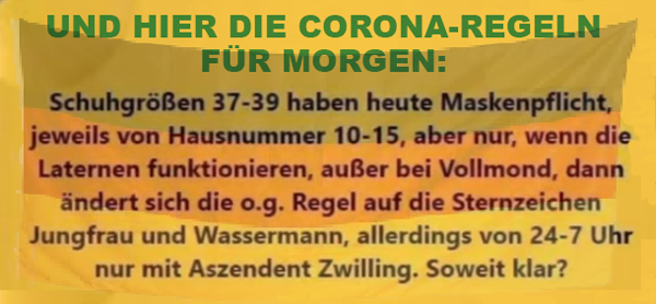 CORONA-REGELN FÜR MORGEN ;-)