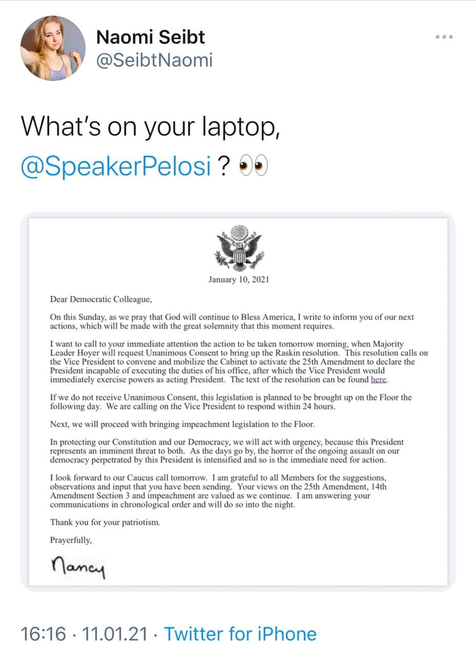 Naomi Seibt: Was ist auf deinem Laptop, Pelosi?