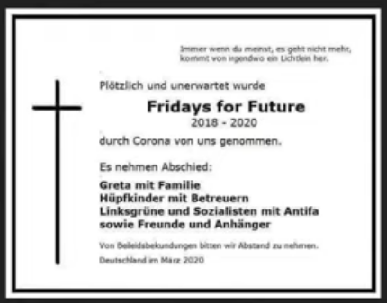 Beerdigungsanzeige - Fridays for Future