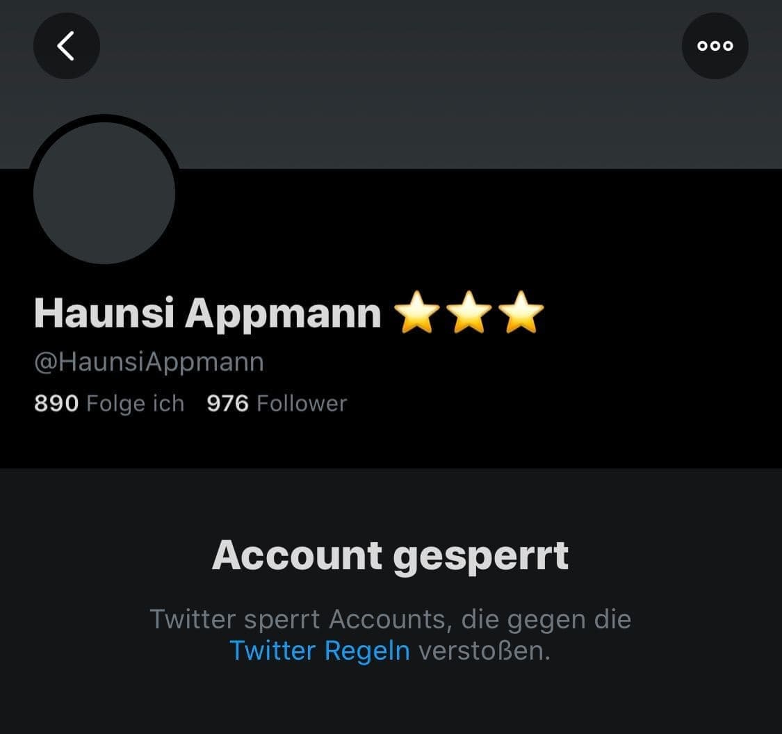 Twitter löscht Konto von Haunsi Appmann!