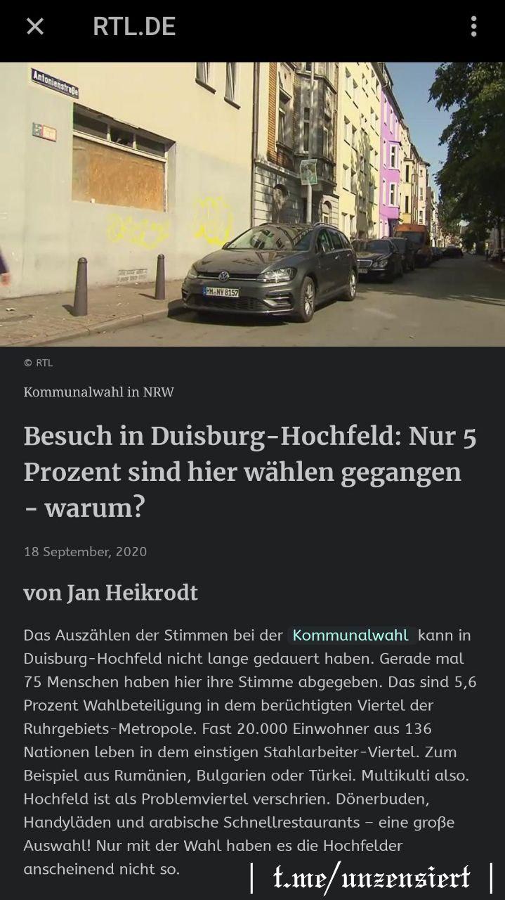 Nanu? Kommunalwahl in Duisburg-Hochfeld nur 5% = 75 Personen