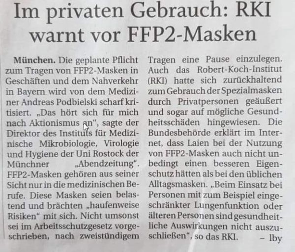RKI warnt vor FFP2-Masken