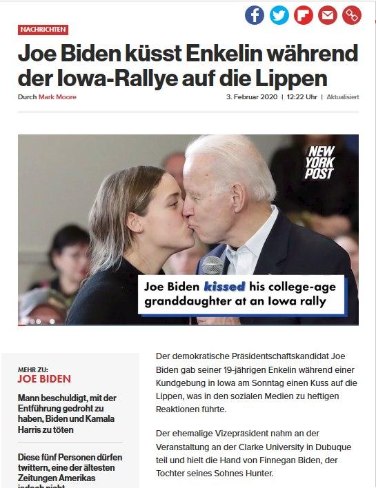 Biden küsst Enkelin auf den Mund - Normal!
